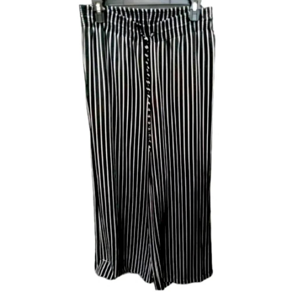 POLO RALPH LAUREN: Black/White Striped, Straight Leg Pants, Size L
